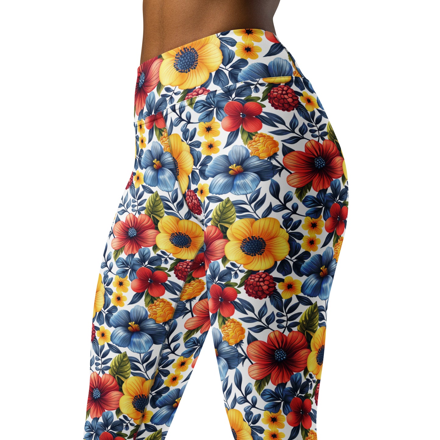 Whispering Tropical Flowers Printed Yoga Leggings