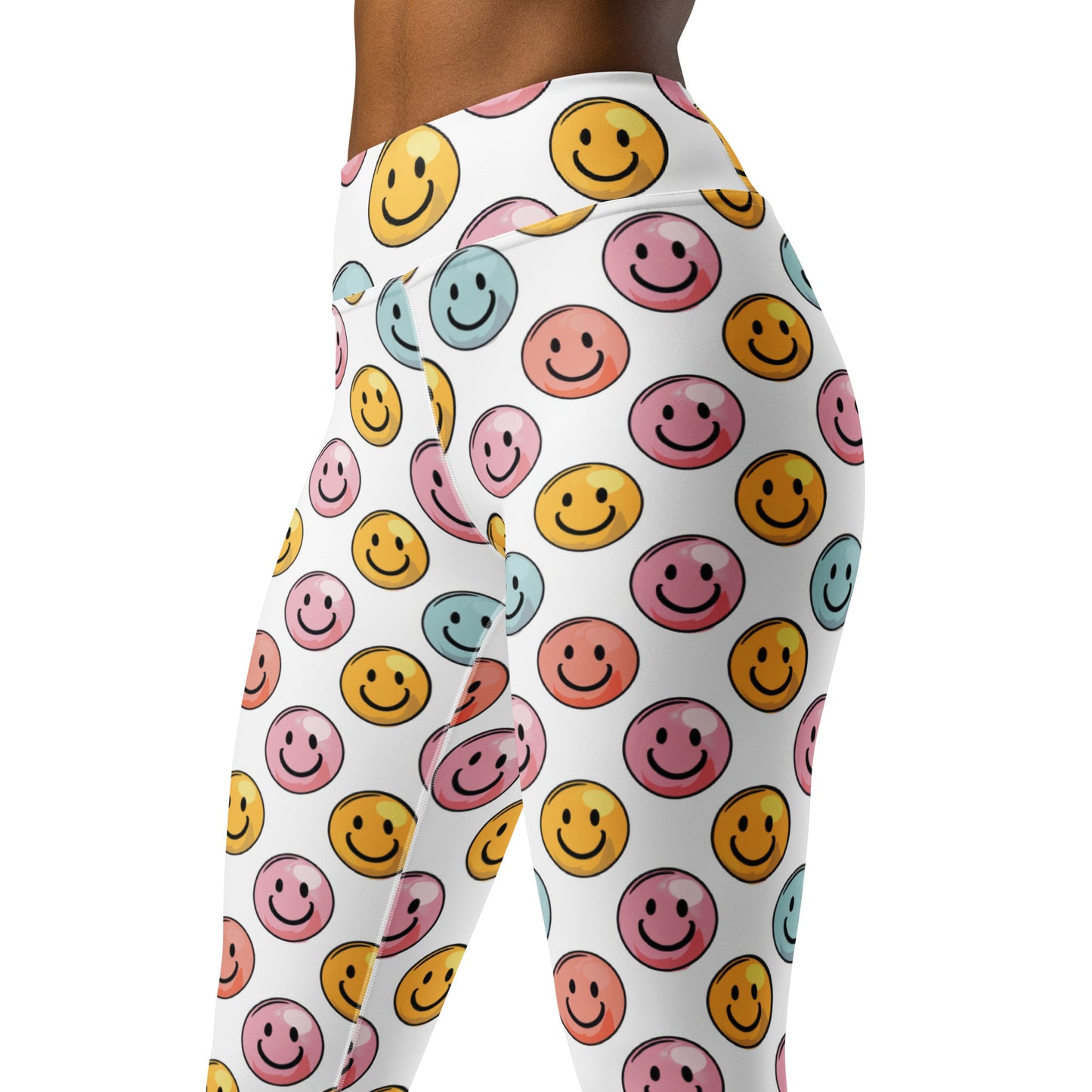 Bubble Gum Emoji Smiley Printed Yoga Leggings