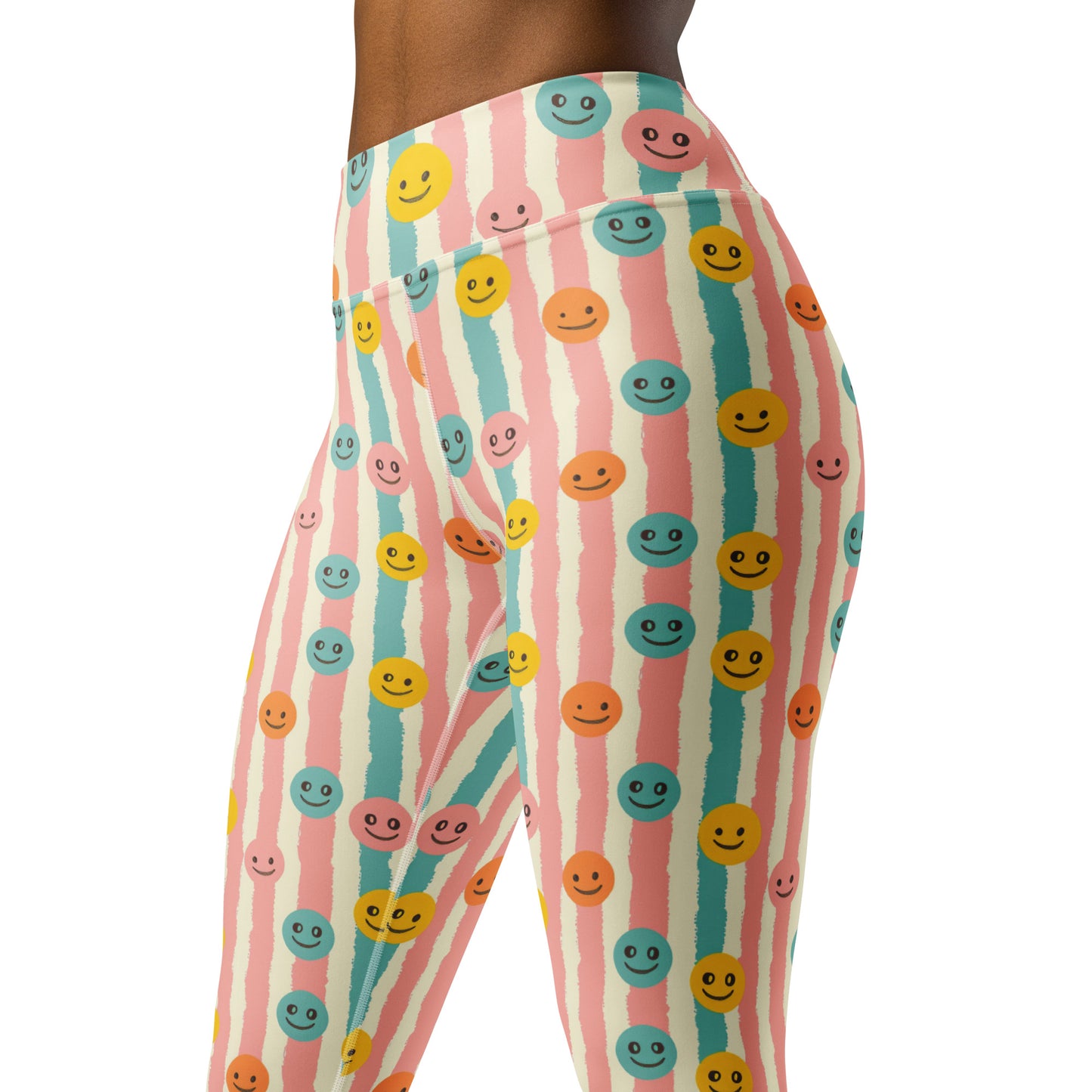 Groovy Smiley Emoji Printed Yoga Leggings