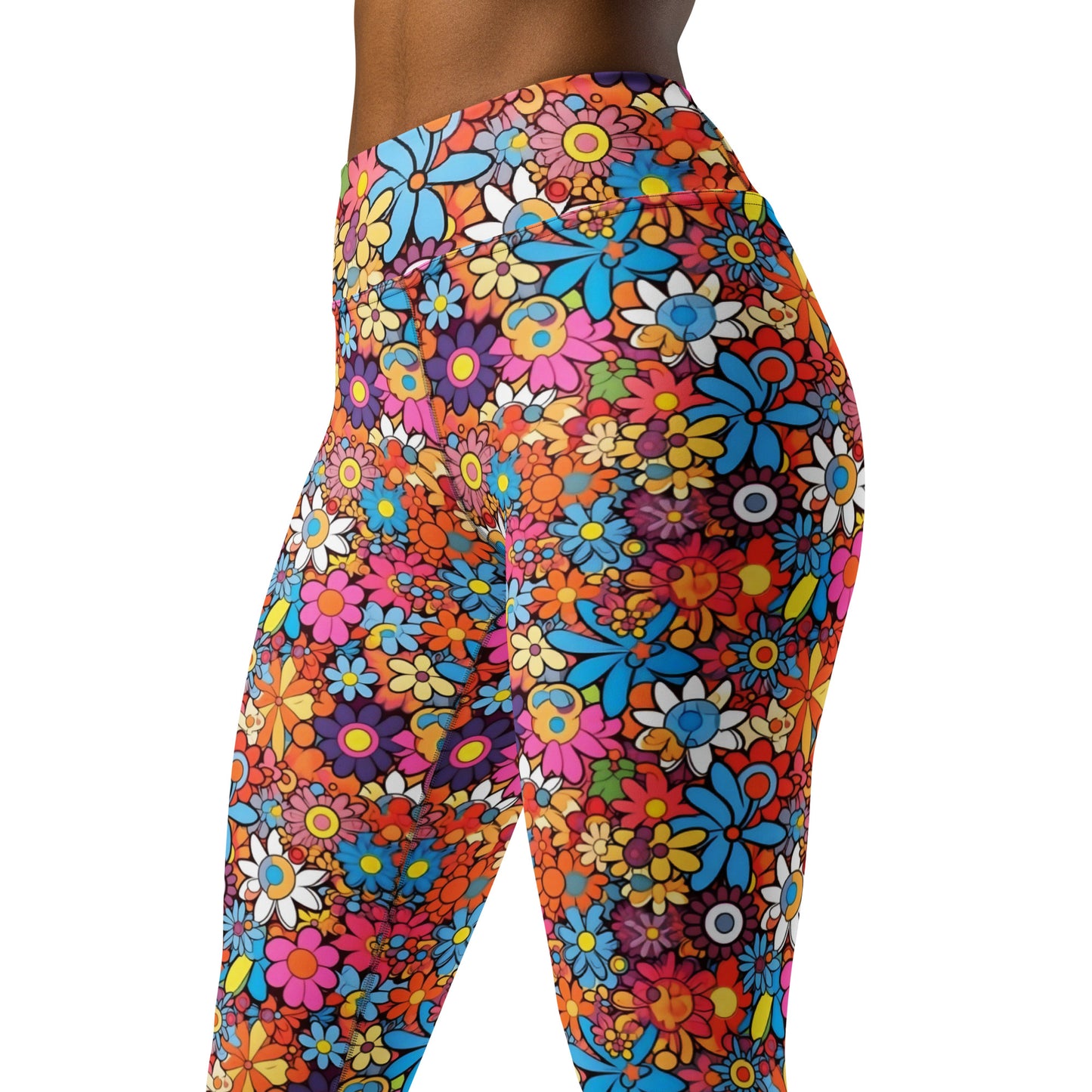 Vibrant Floral Hippie Yoga Leggings