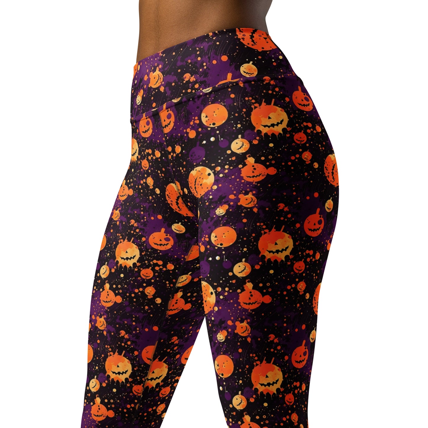 Spooky Pumpkin Splatter Halloween Yoga Leggings