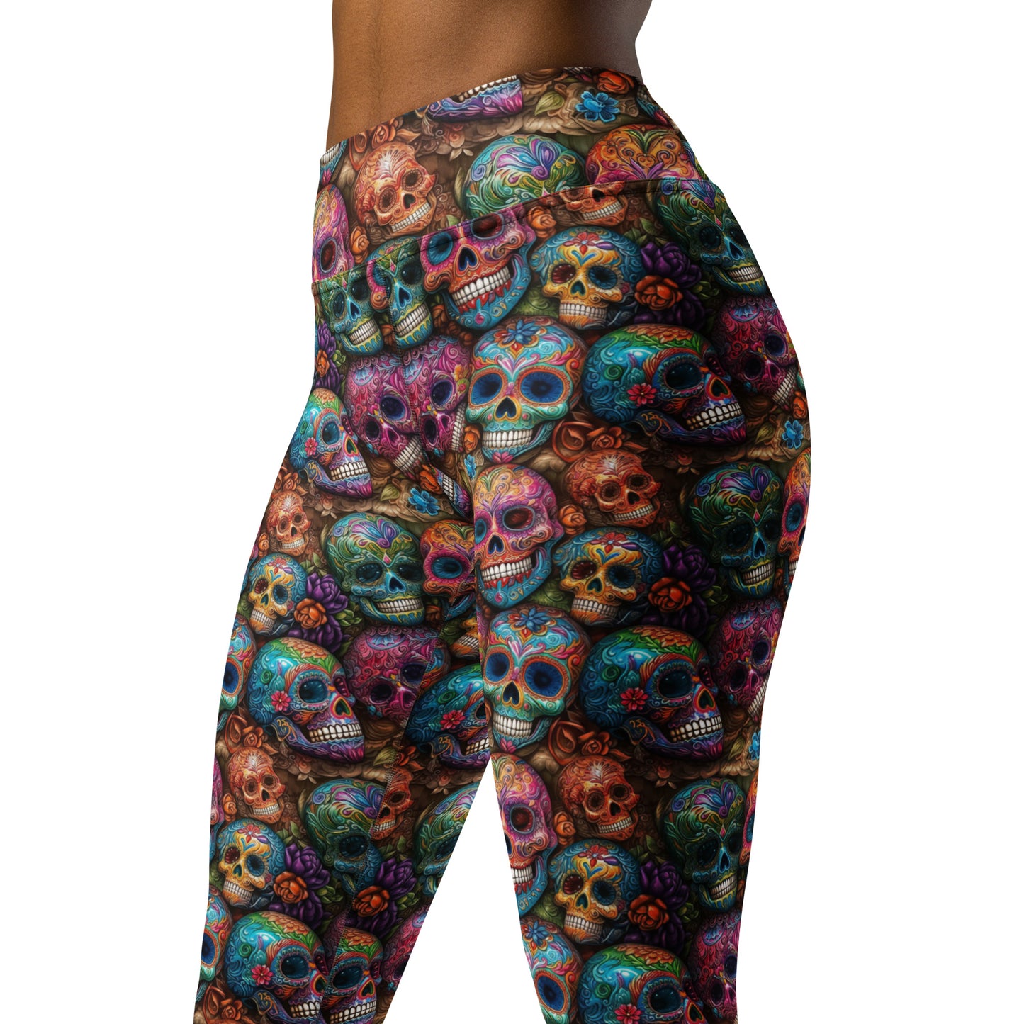 Colorful Sugar Skull Printed Yoga Leggings