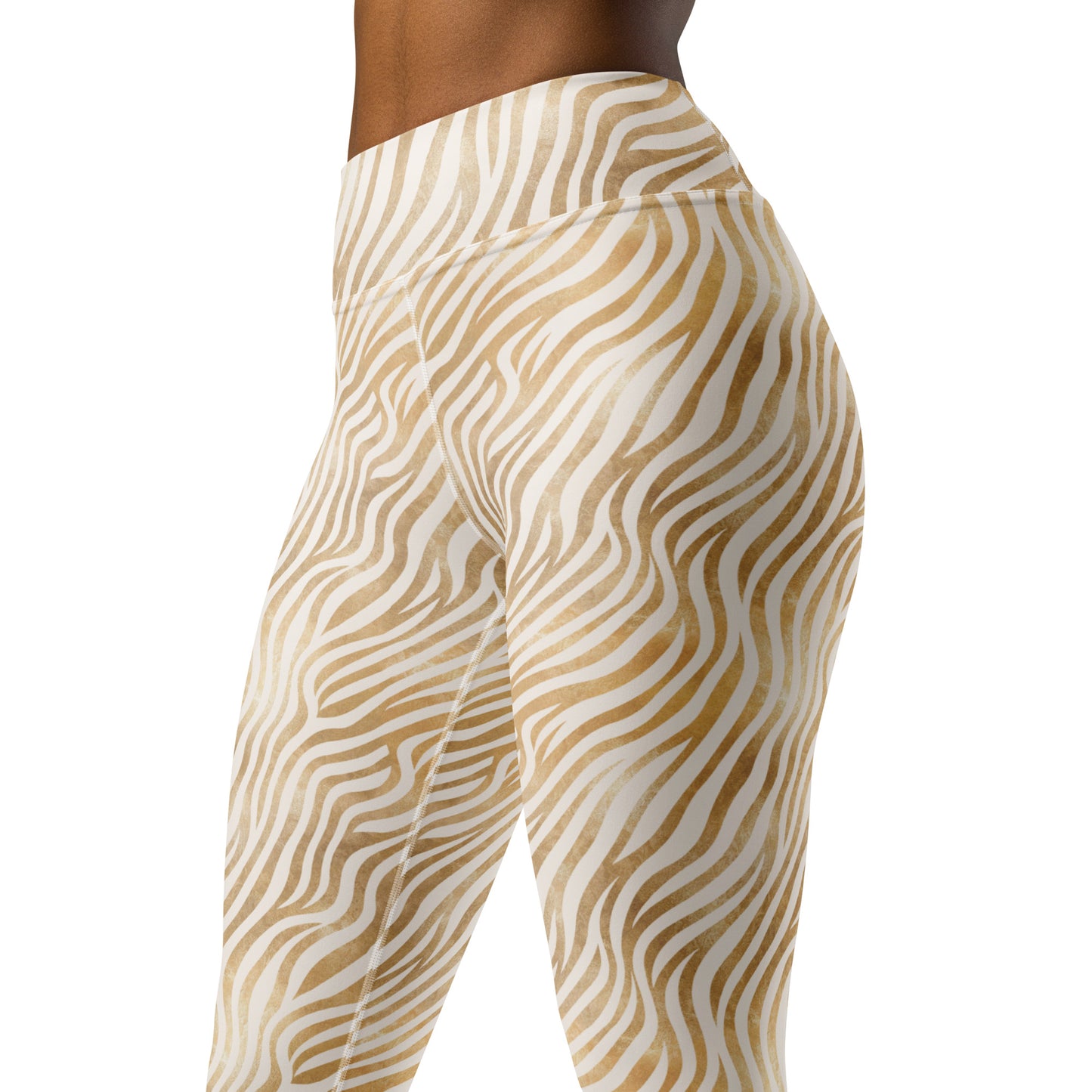 Shimmering Golden Zebra Skin Printed Yoga Leggings