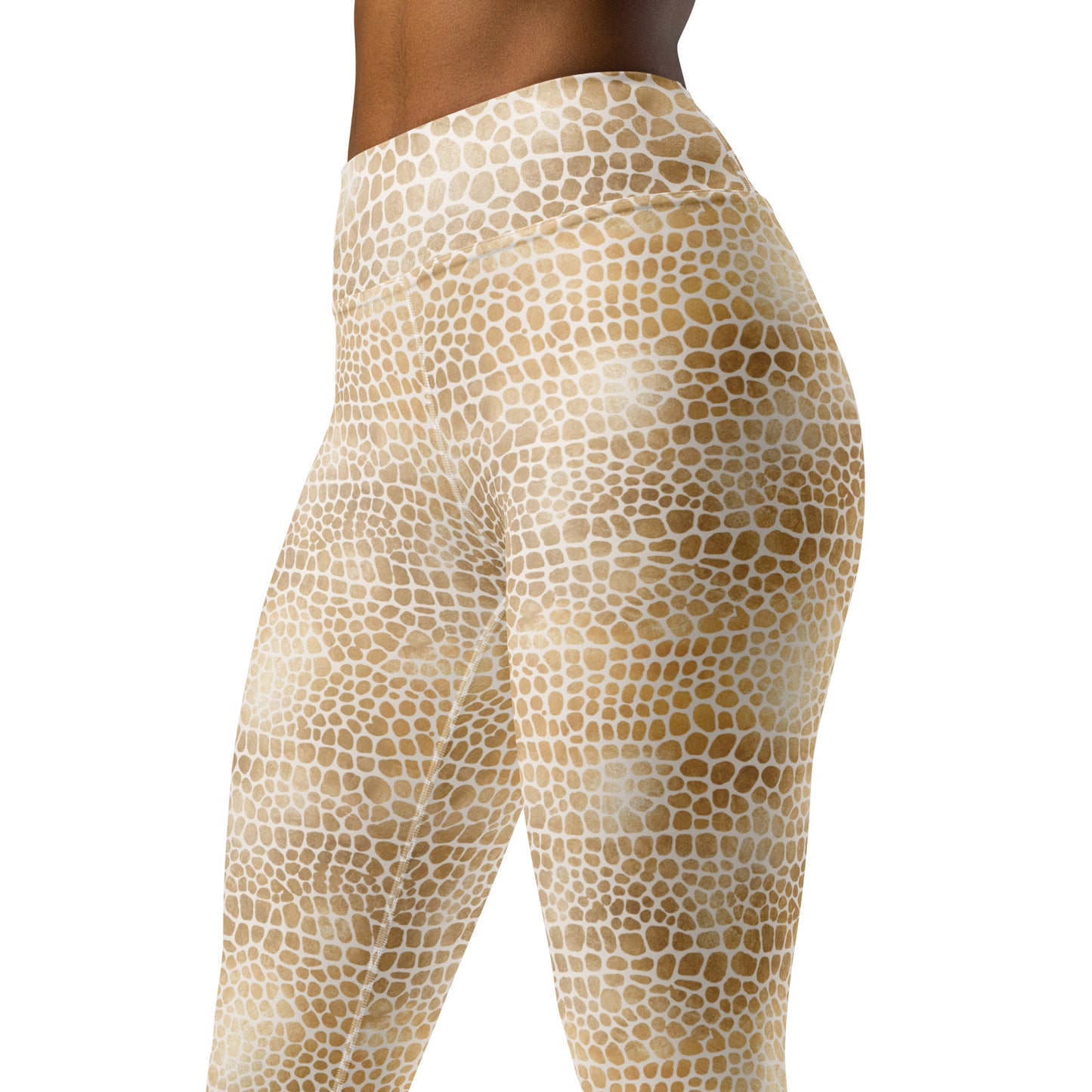 Shimmering Golden Crocodile Skin Printed Yoga Leggings