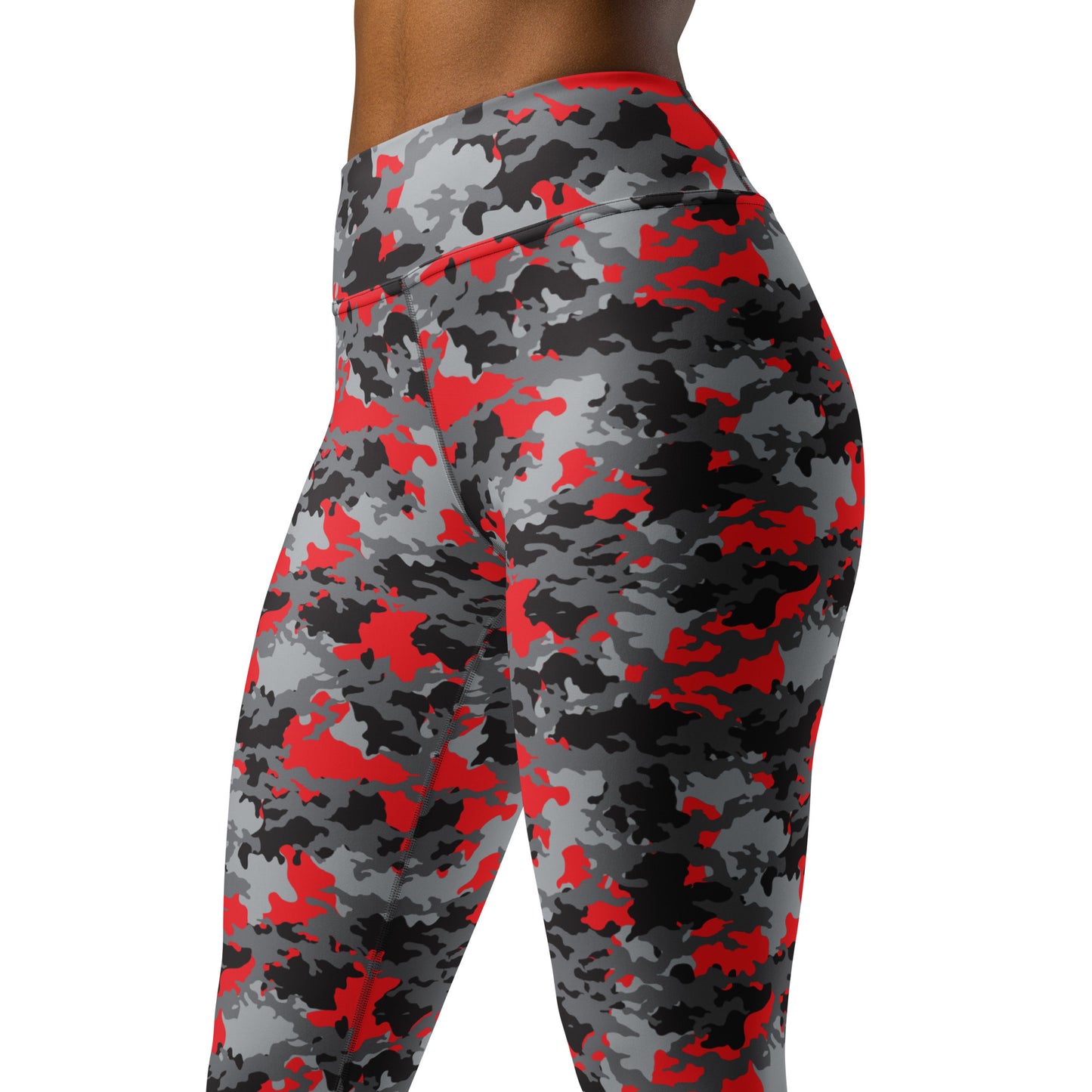 Red Black & Gray Camouflage Yoga Leggings