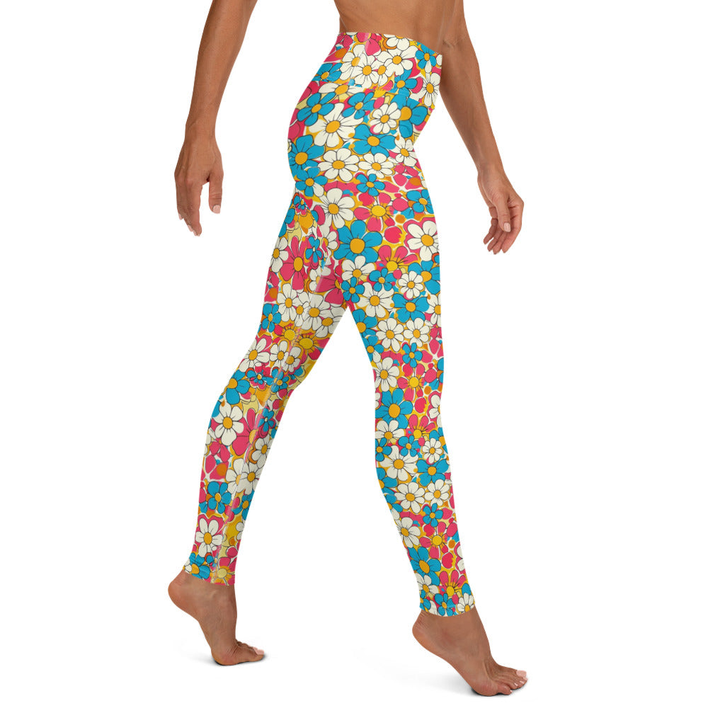 Spring Floral Print Yoga Leggings