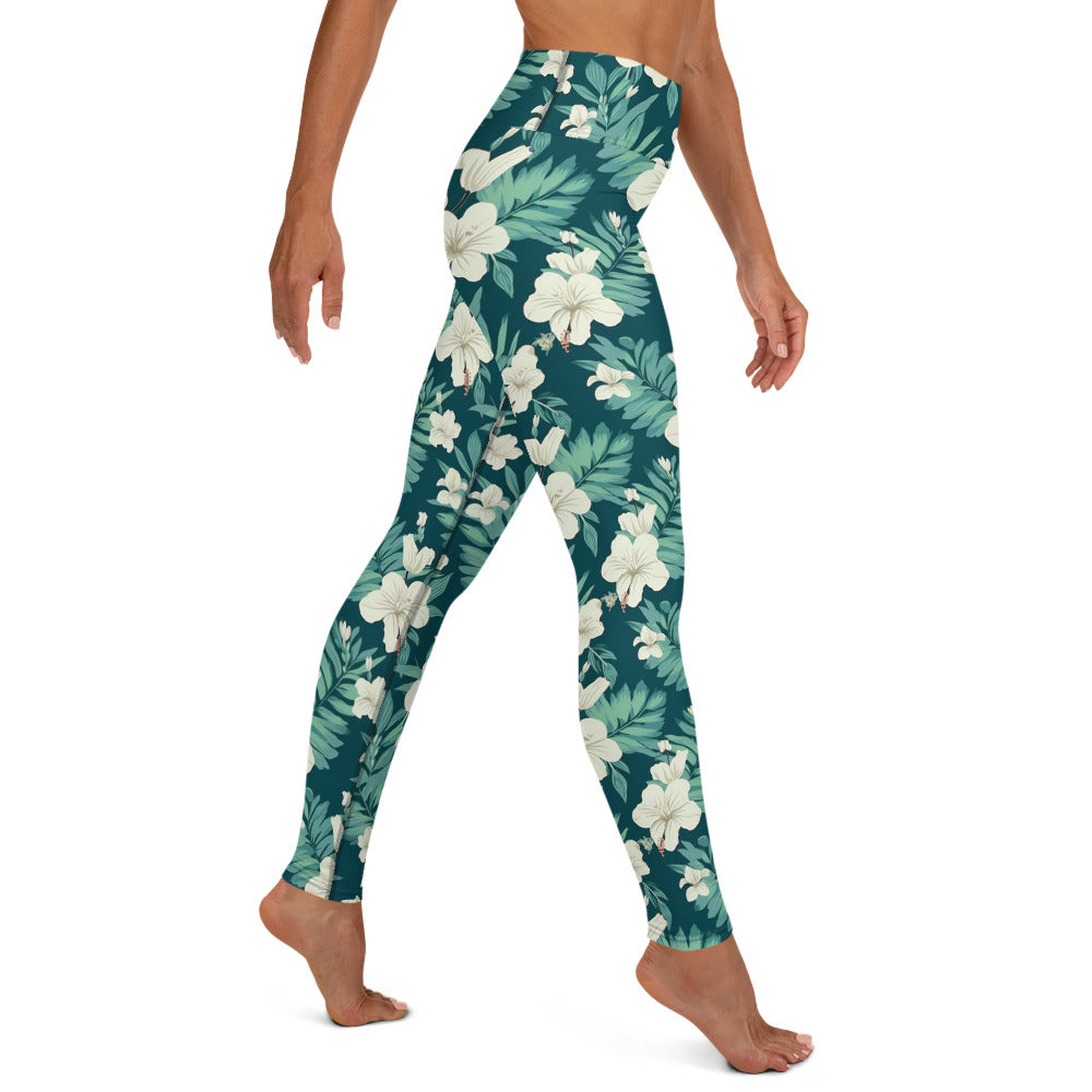 Tropical Floral Garden Yoga Leggings