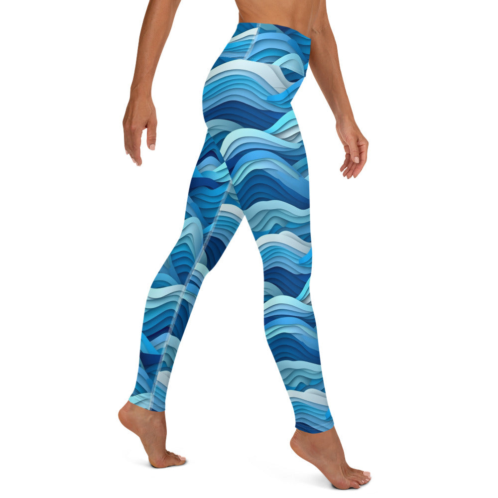 Waves Are Blue Yoga Leggings