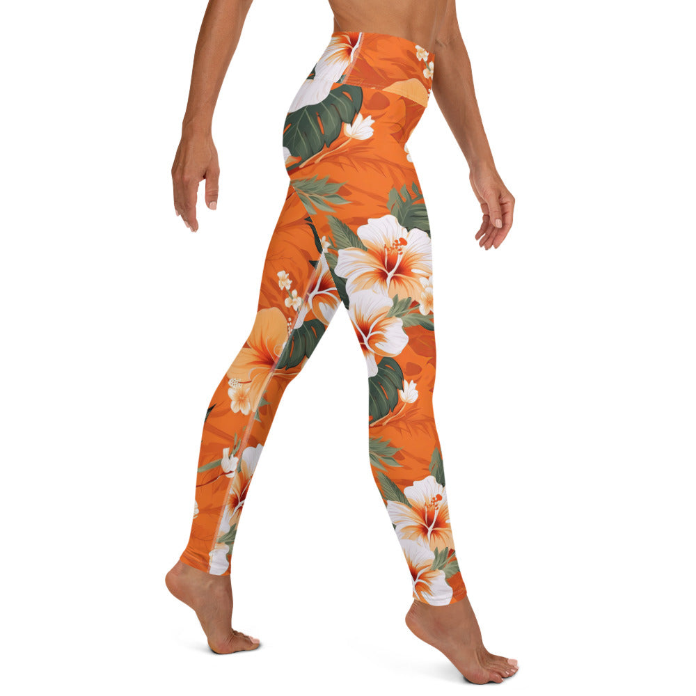 Hibiscus Floral Yoga Leggings