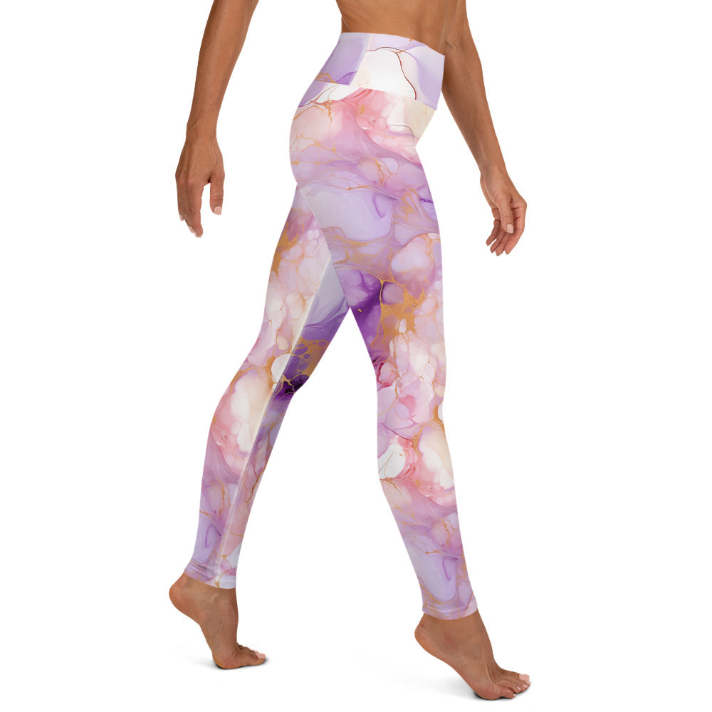 Shaddes of Purple Marble Yoga Leggings