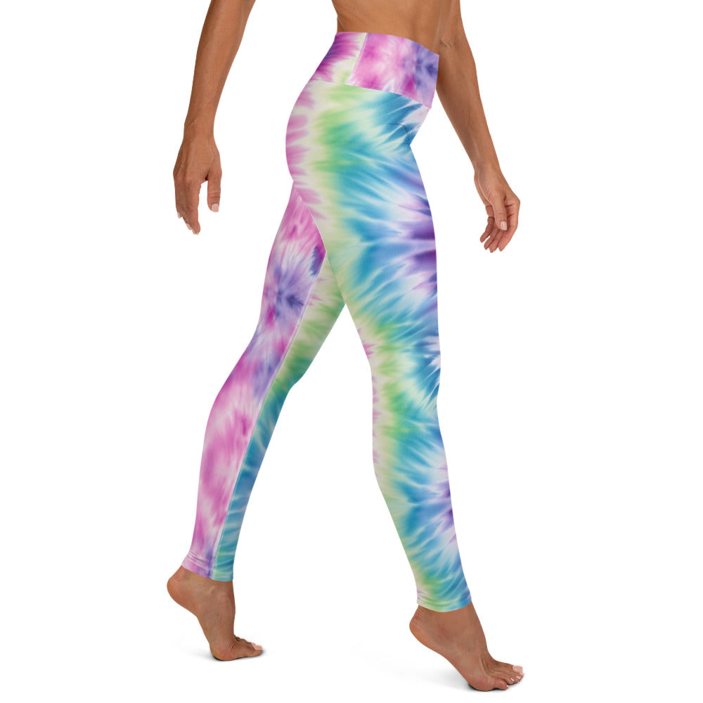 Purple & Green Tide Dye Yoga Leggings