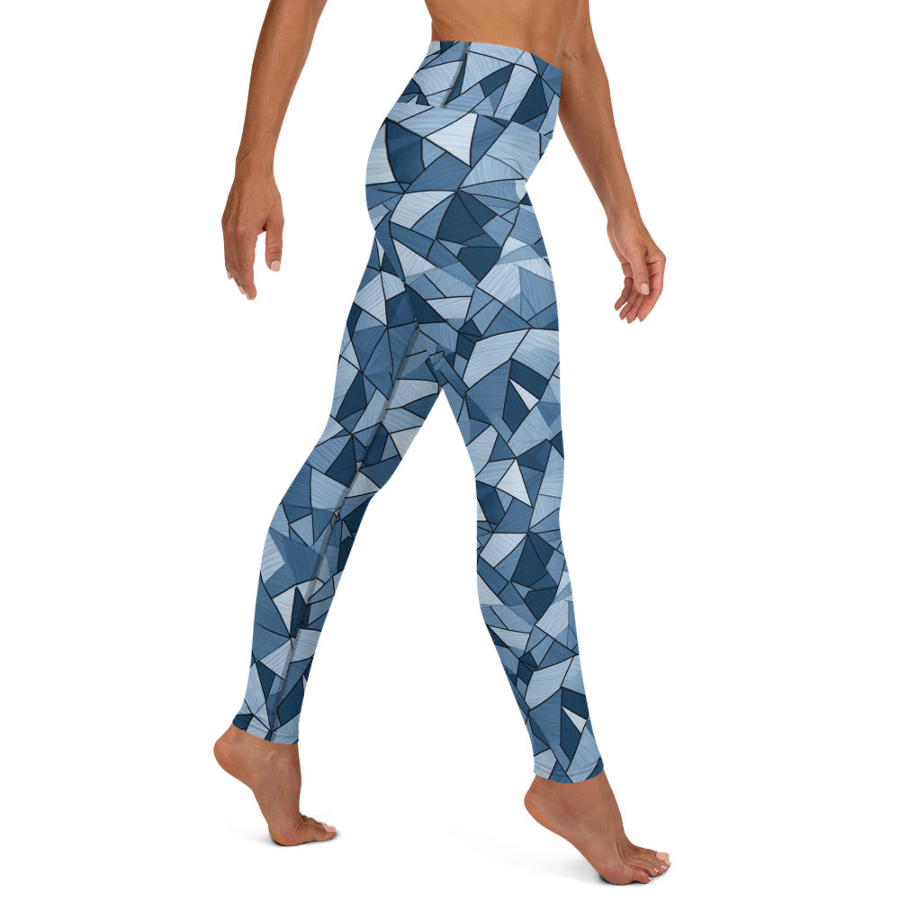 Denim Geometric Pattern Yoga Leggings