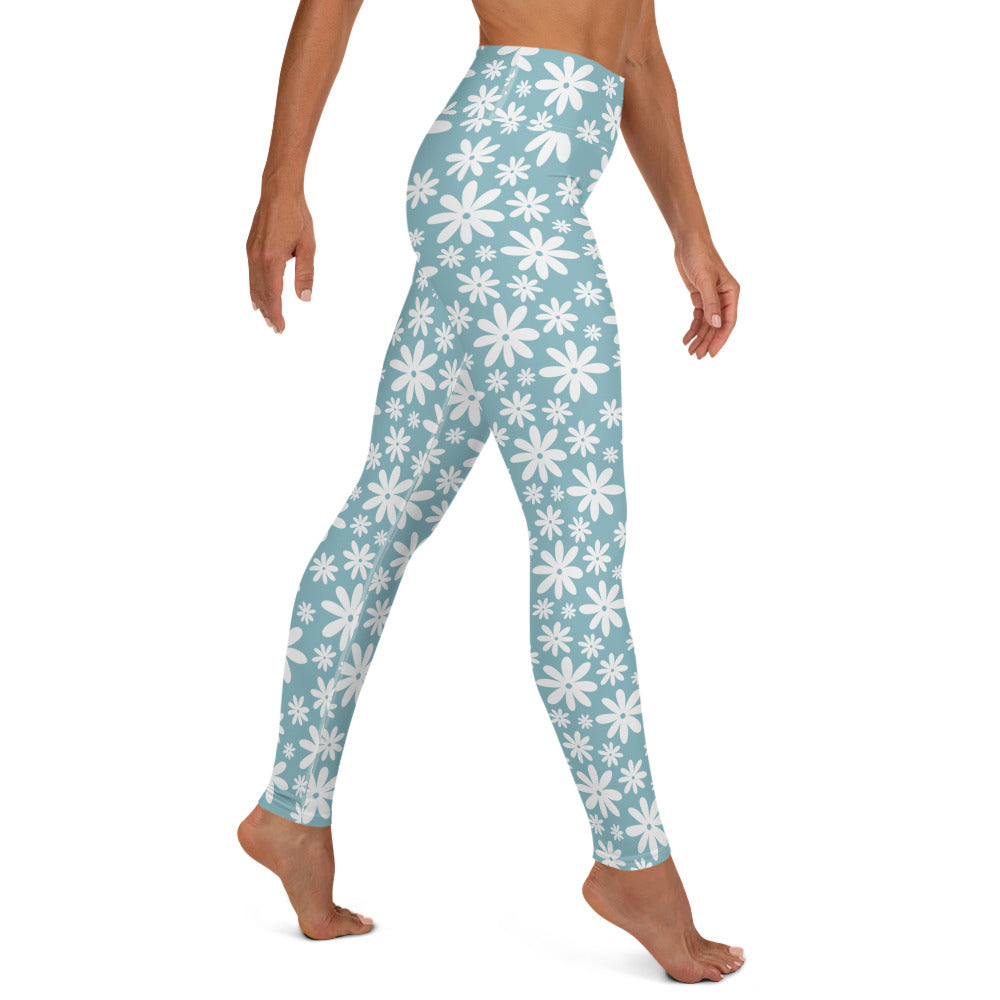 White Floral Yoga Leggings