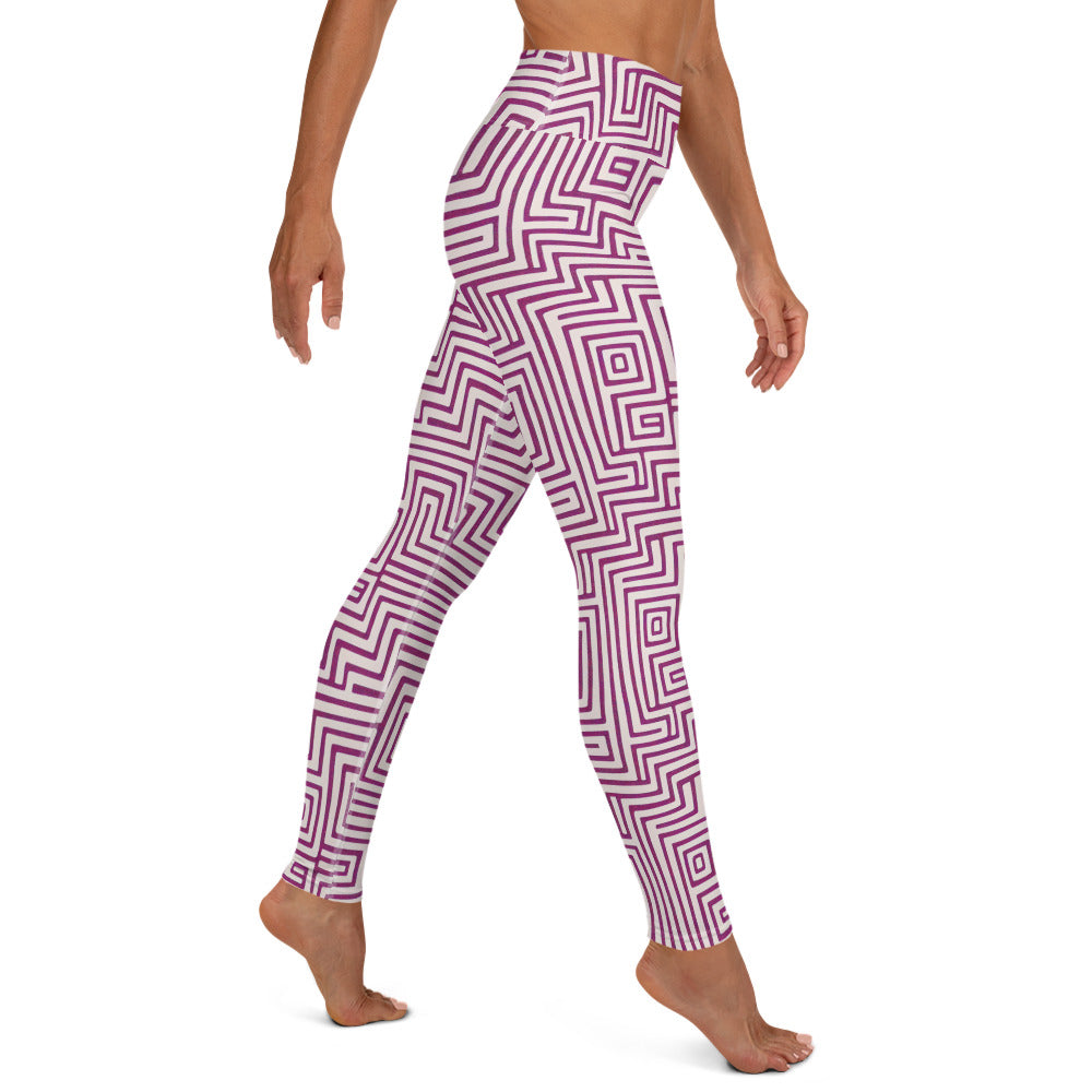 Purple Maze Pattern Yoga Leggings