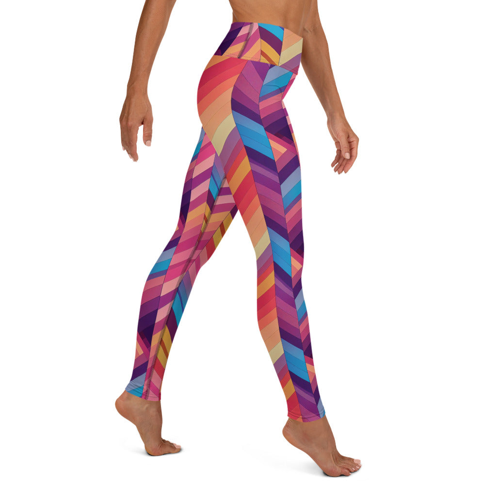 Geometric Wave Pattern Yoga Leggings