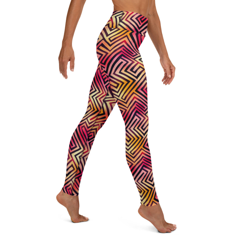 Colorful Maze Pattern Yoga Leggings