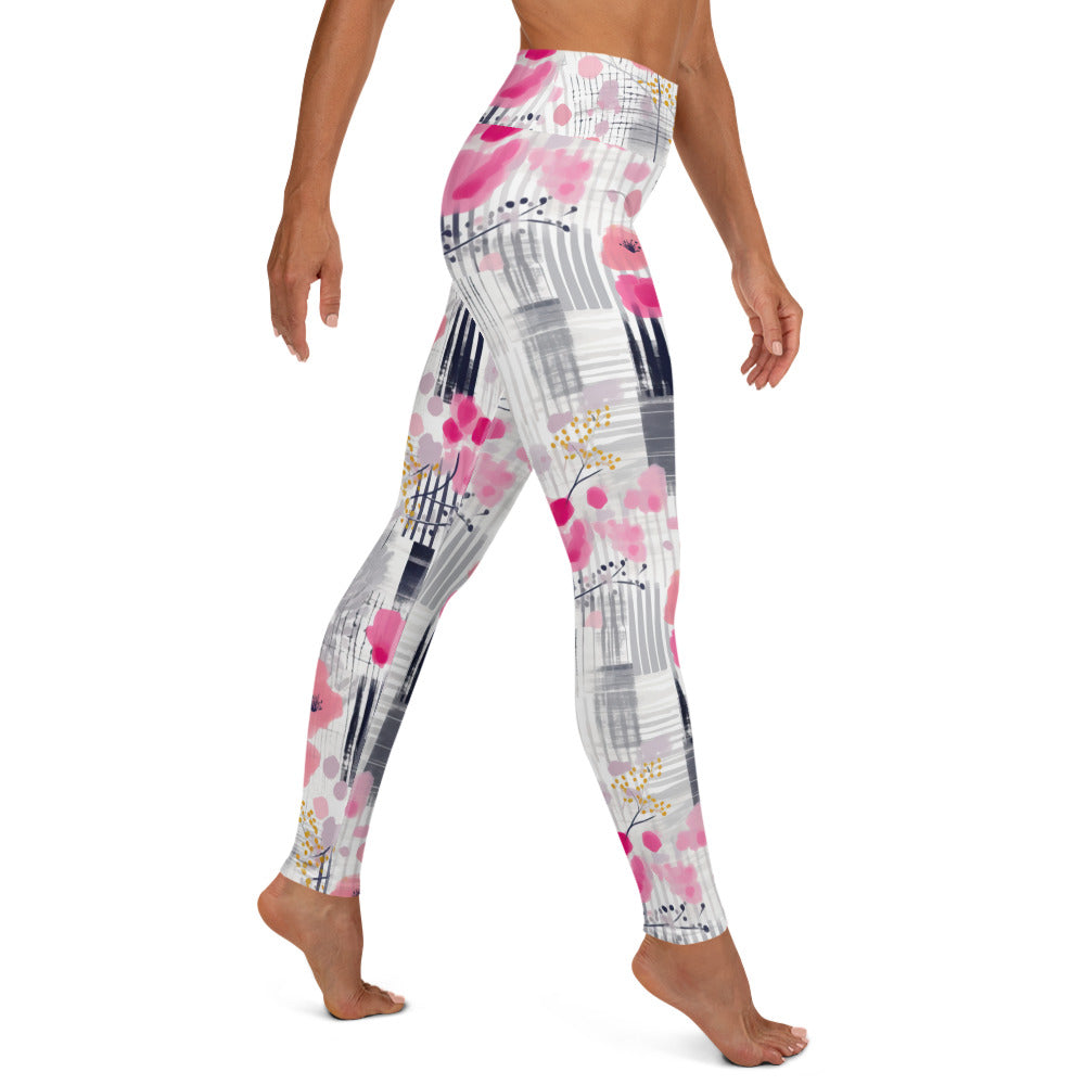 Pink Floral Printed Yoga Leggings