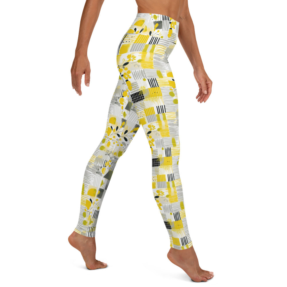 Yellow Bloom Printed Yoga Leggings