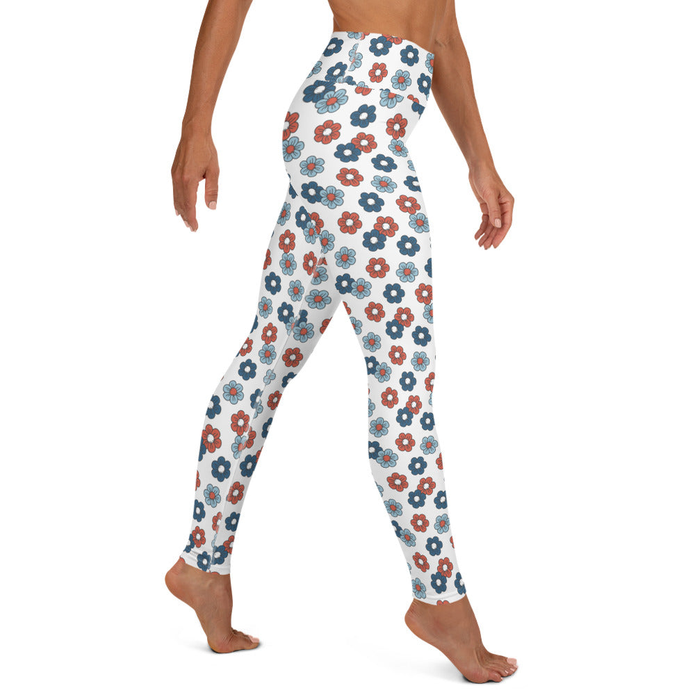 Patriotic Floral Printed Yoga Leggings