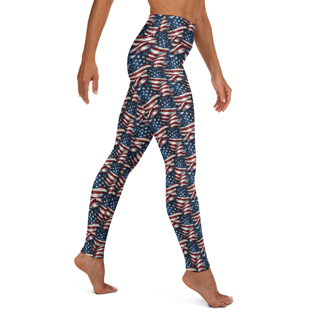 USA Flag Printed Patriotic Yoga Leggings