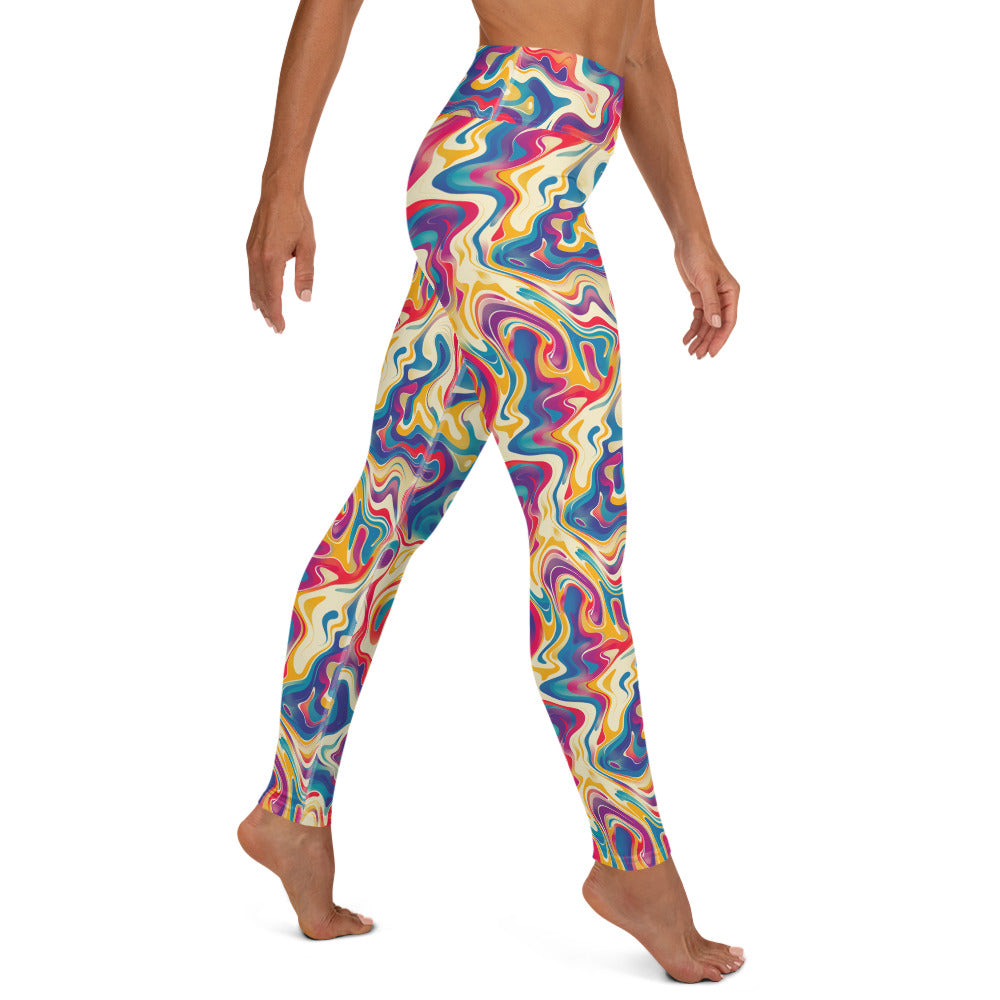 Psychedelic Color Flow Pattern Printed Yoga Leggings