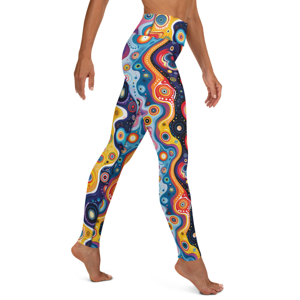 Vibrant Psychedelic Pattern Printed Yoga Leggings