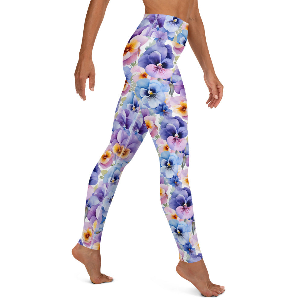 Whispering Pansies Floral Yoga Leggings