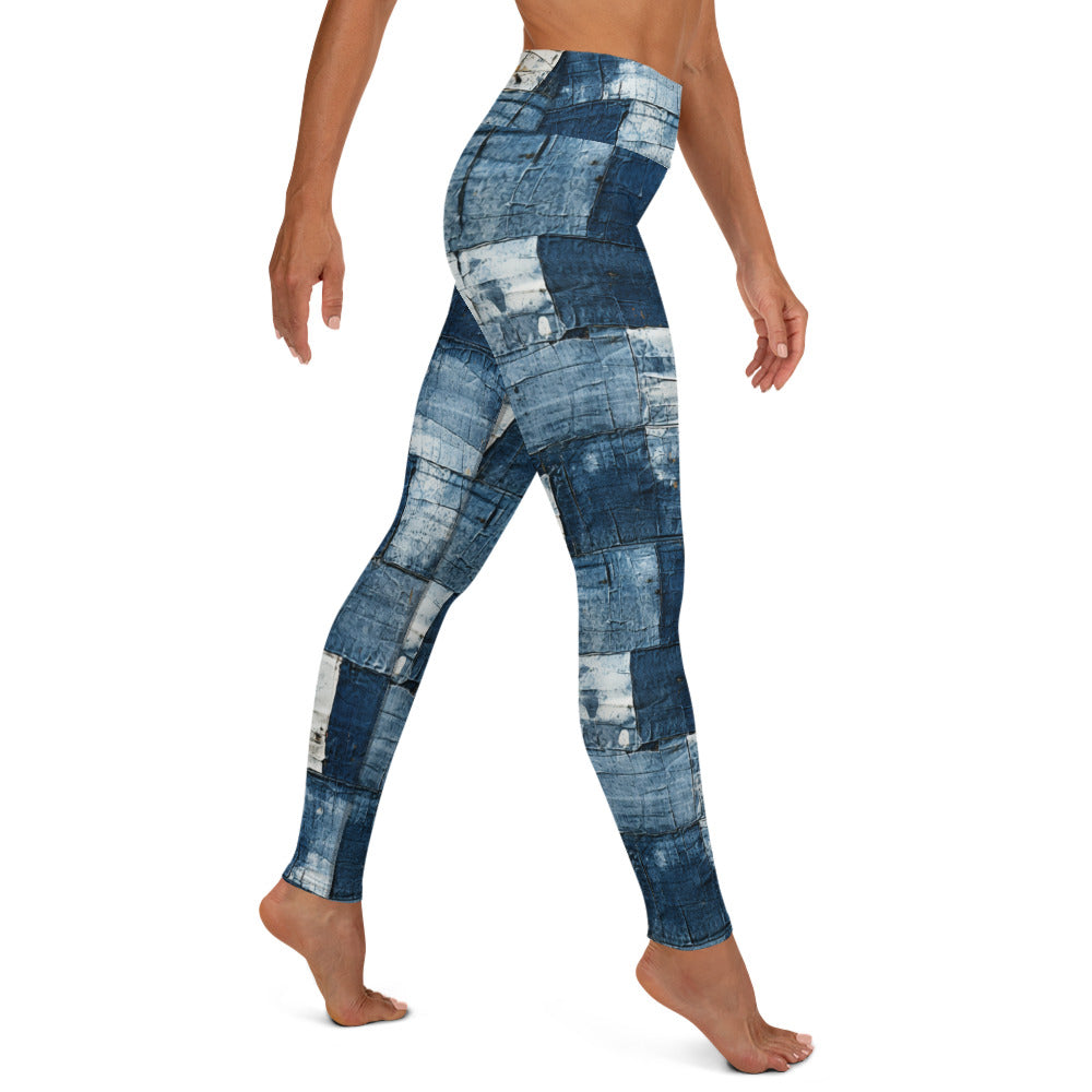 Washed Denim Print Yoga Leggings