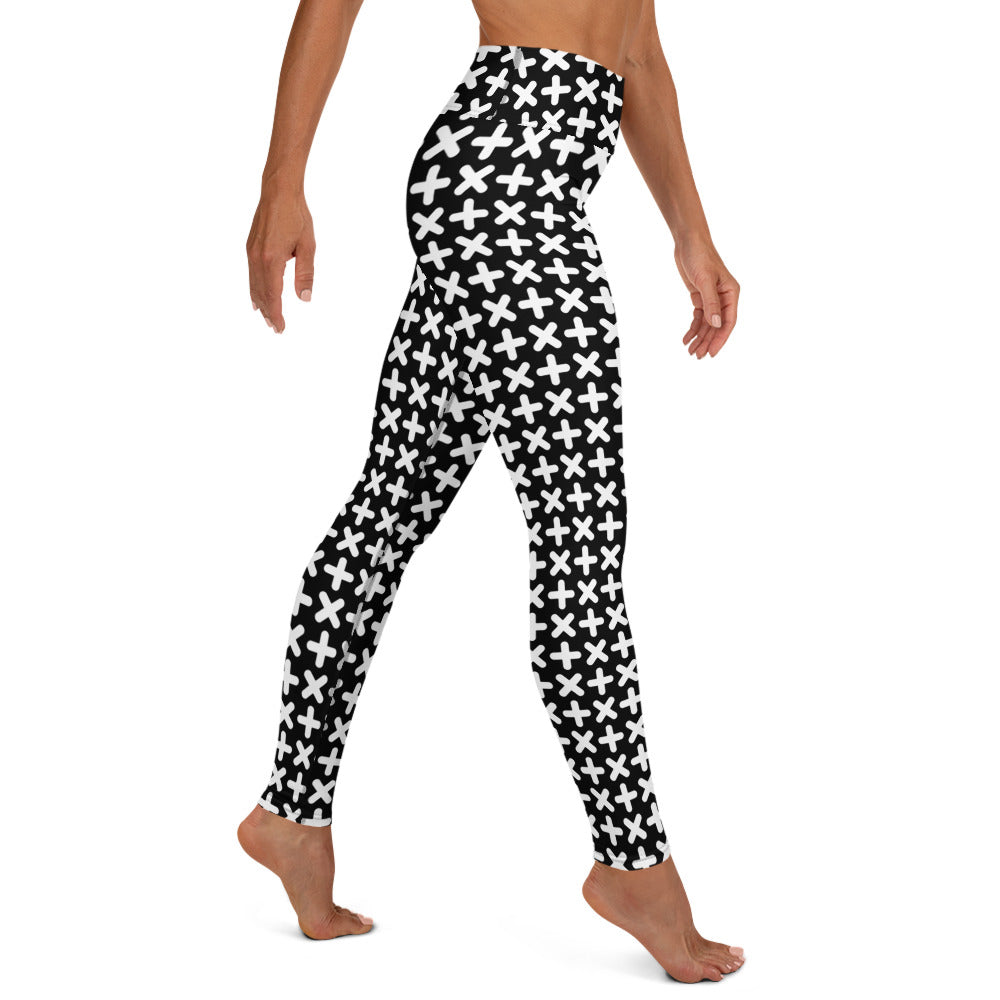 Black Geometric Pattern Yoga Leggings