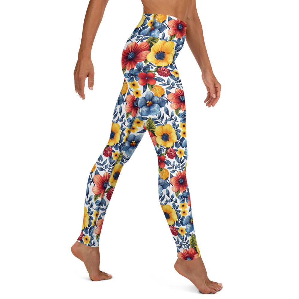 Whispering Tropical Flowers Printed Yoga Leggings