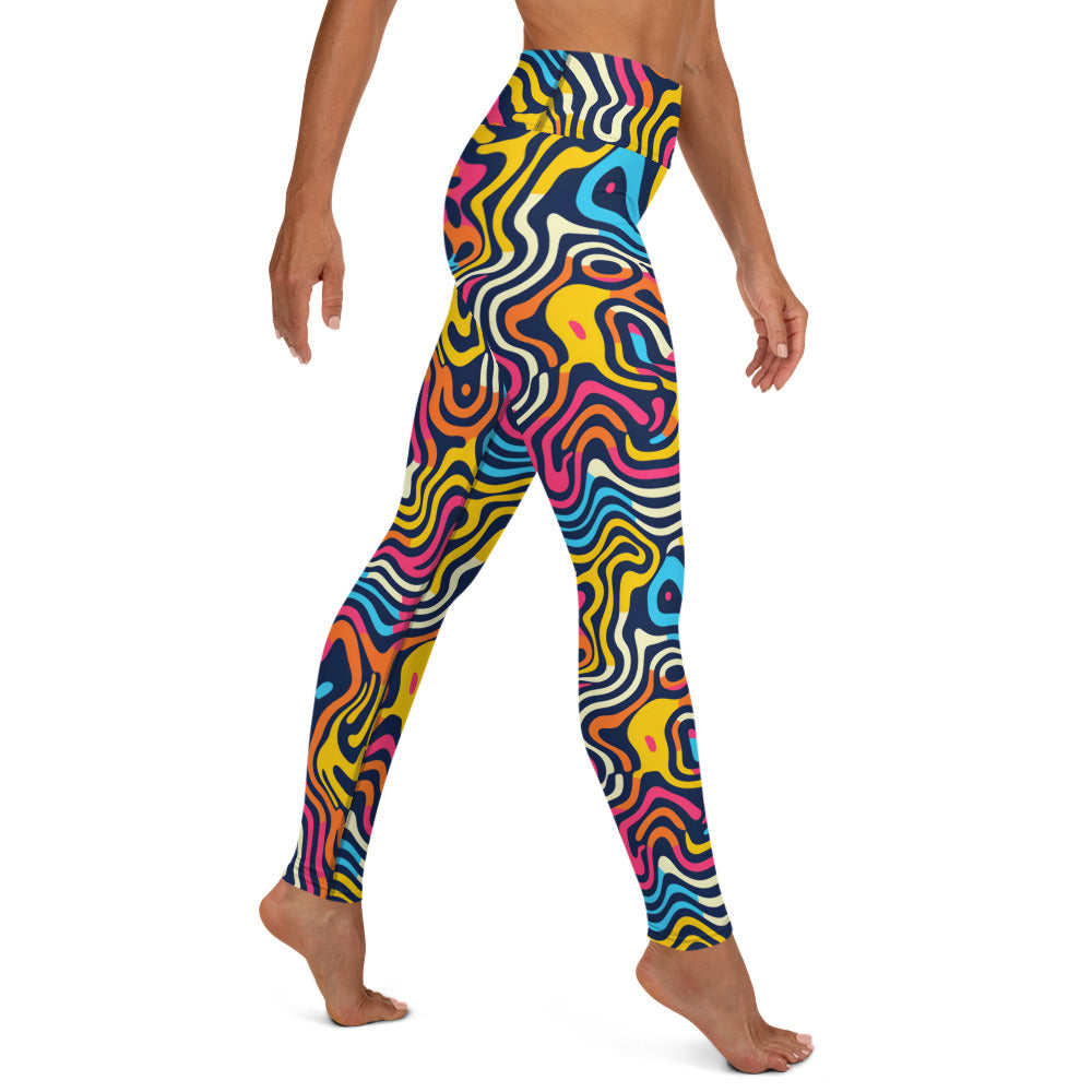 Psychedelic Waves Pattern Yoga Leggings