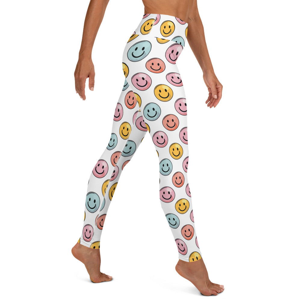 Bubble Gum Emoji Smiley Printed Yoga Leggings