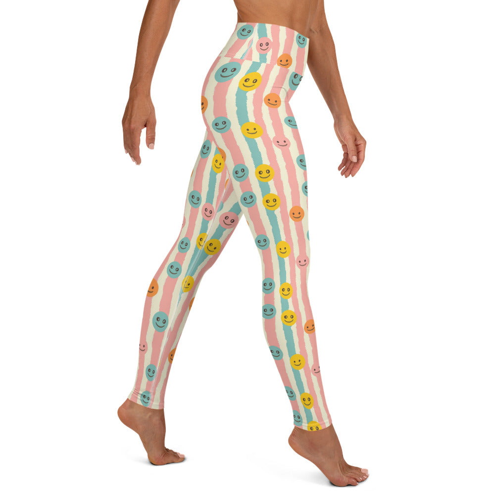 Groovy Smiley Emoji Printed Yoga Leggings