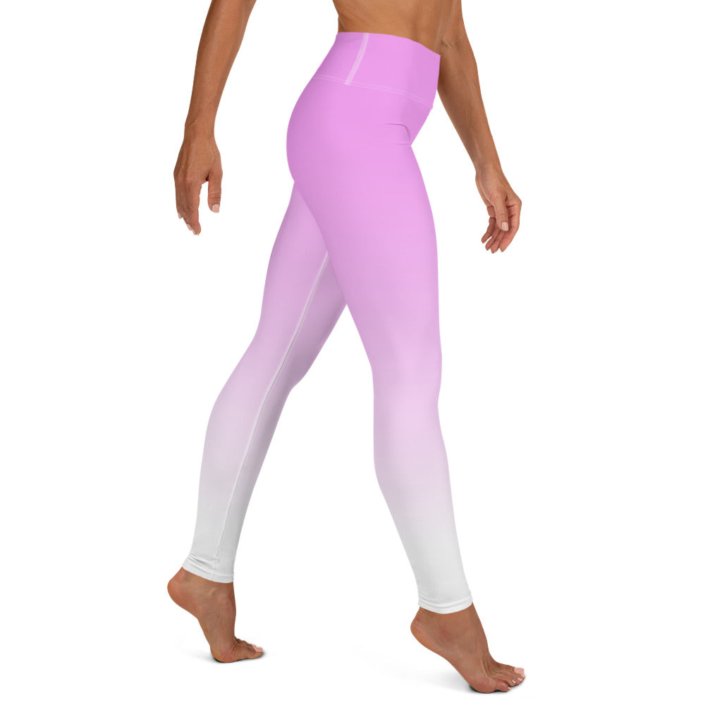 Ombre Pink to White Yoga Leggings