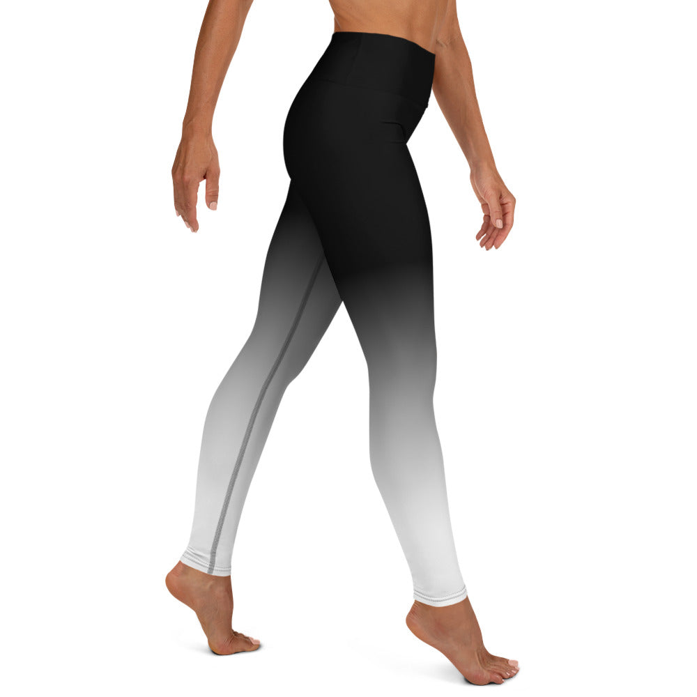 Ombre Black to White Printed Yoga Leggings