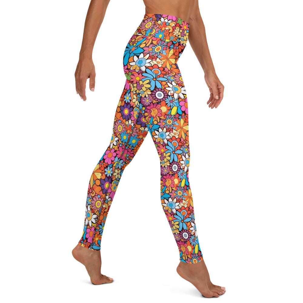 Vibrant Floral Hippie Yoga Leggings