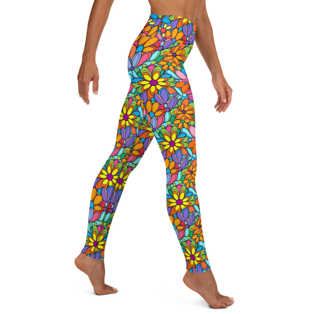 Bright Floral Hippie Yoga Leggings