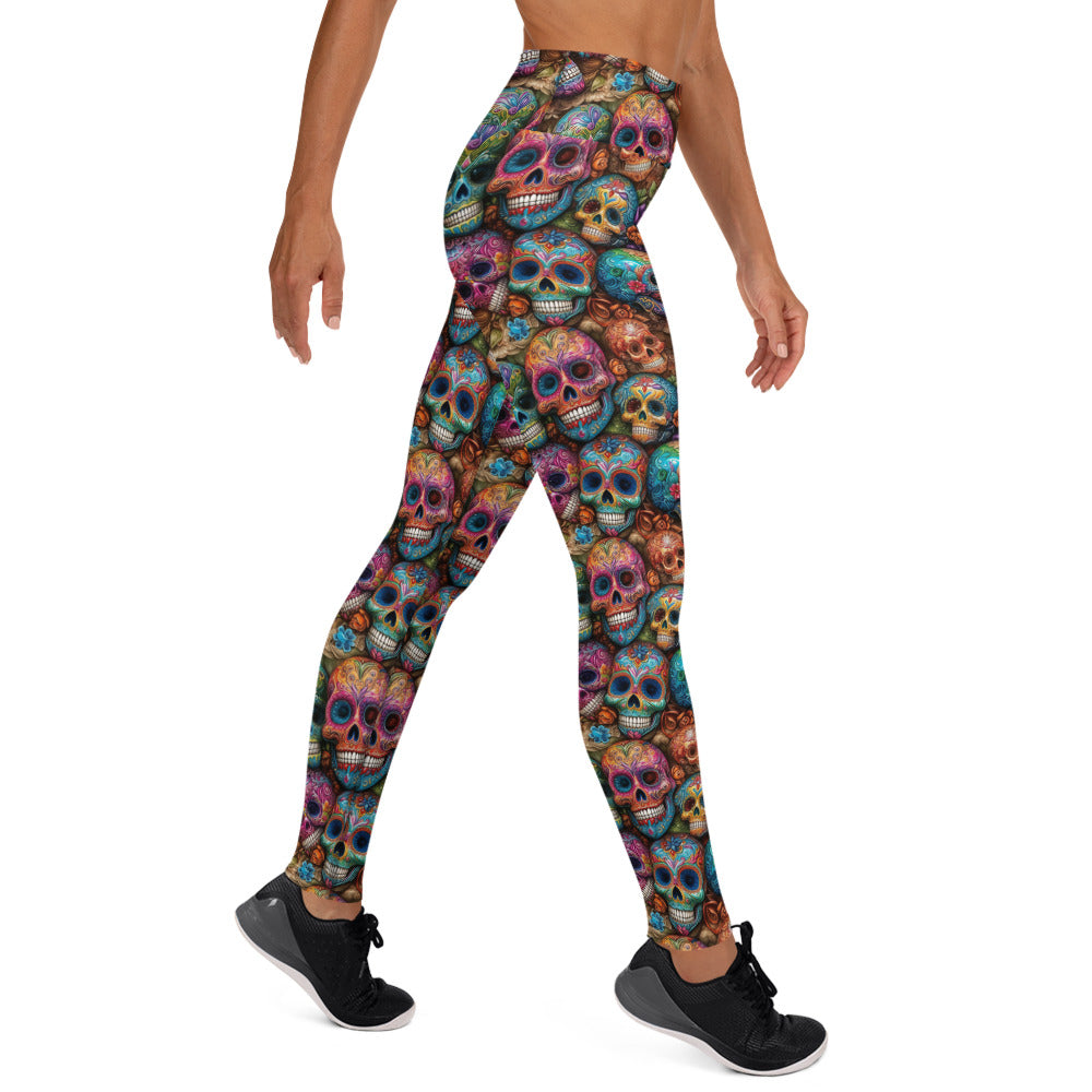 Colorful Sugar Skull Printed Yoga Leggings