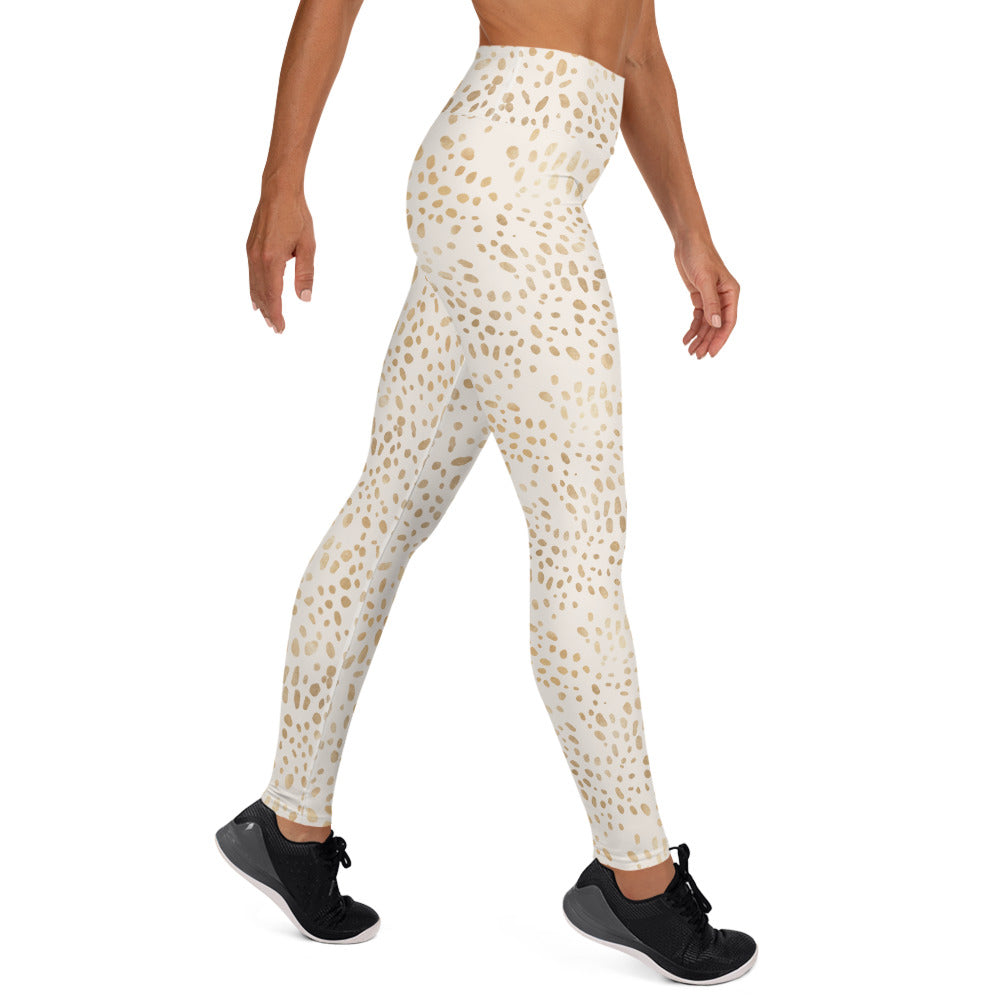 Shimmering Golden Deer Skin Printed Yoga Leggings