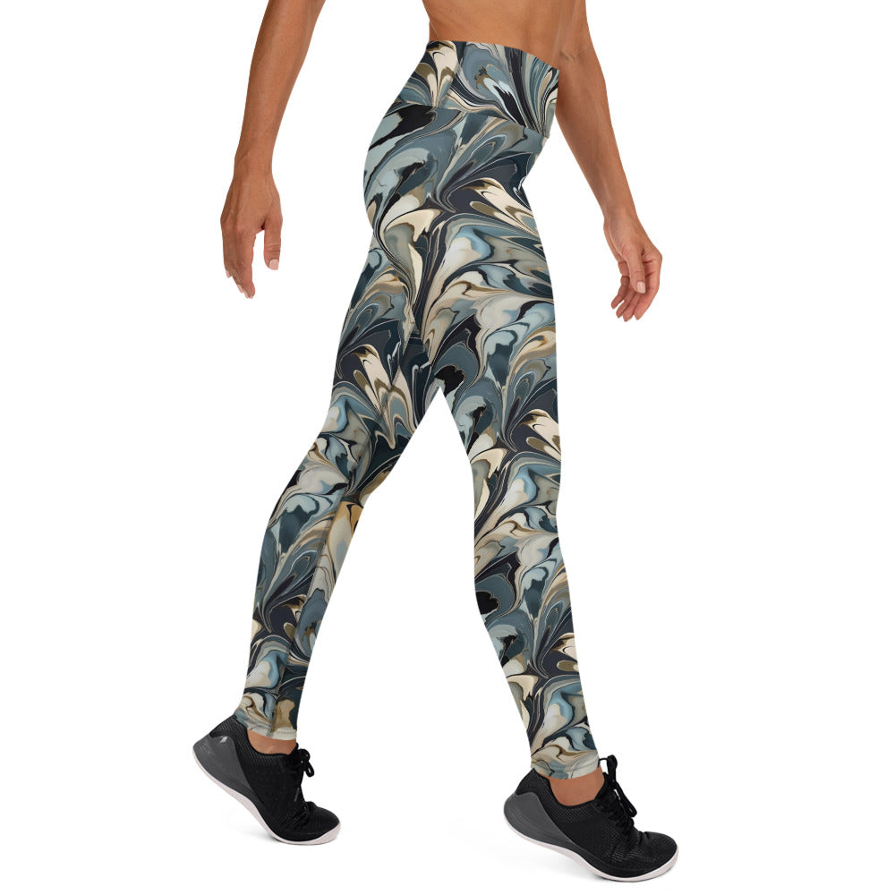 Abstract Liquid Waves Pattern Printed Yoga Leggings